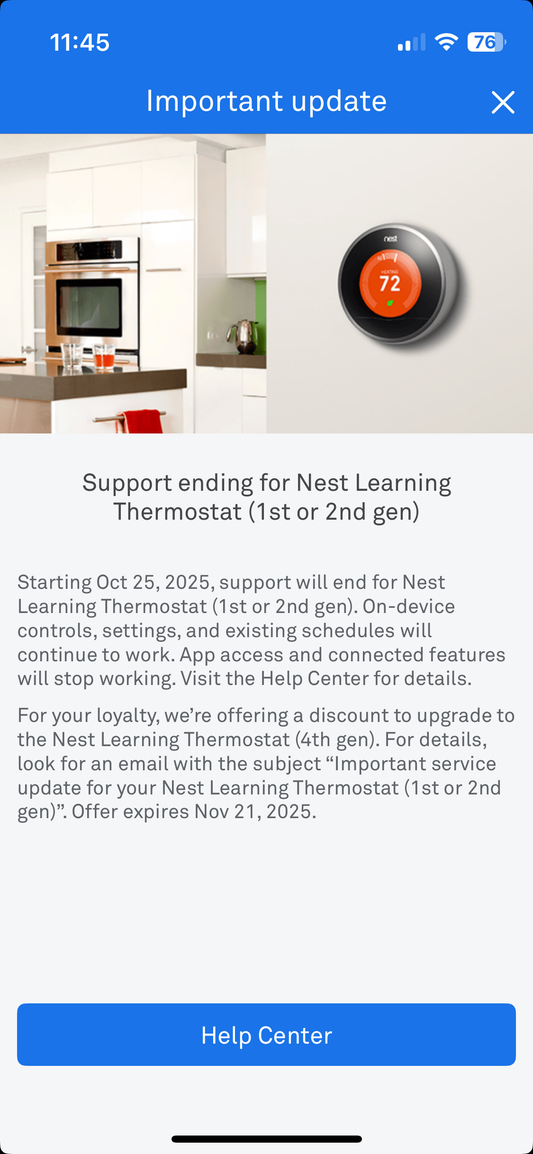 The Last Day of Nest 2nd Gen Support